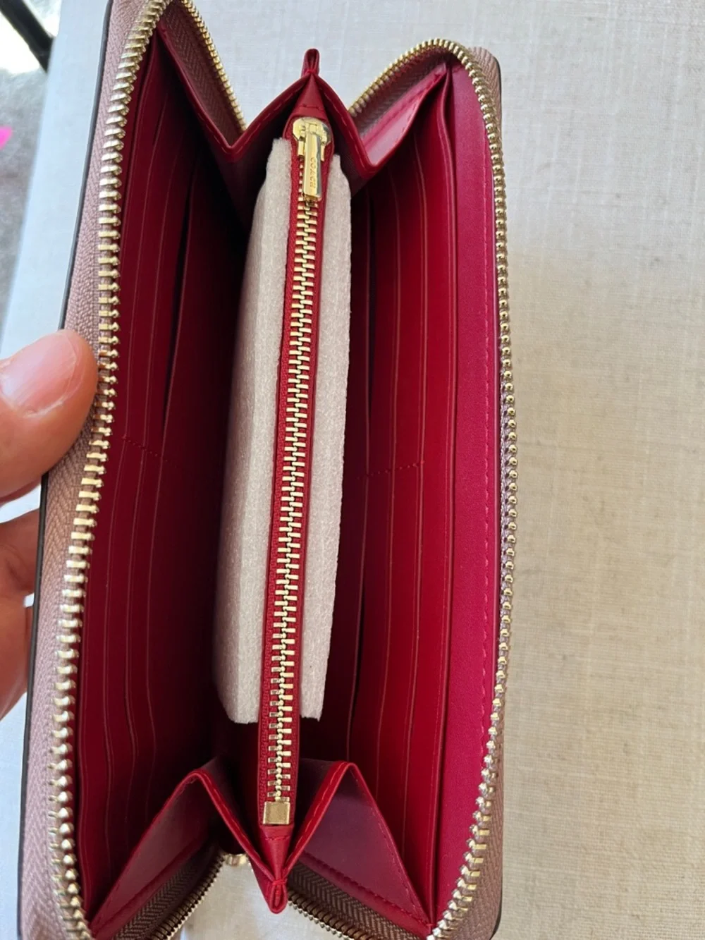 Coach Brown Wallet with Red Apple Print - Picture 3 of 5